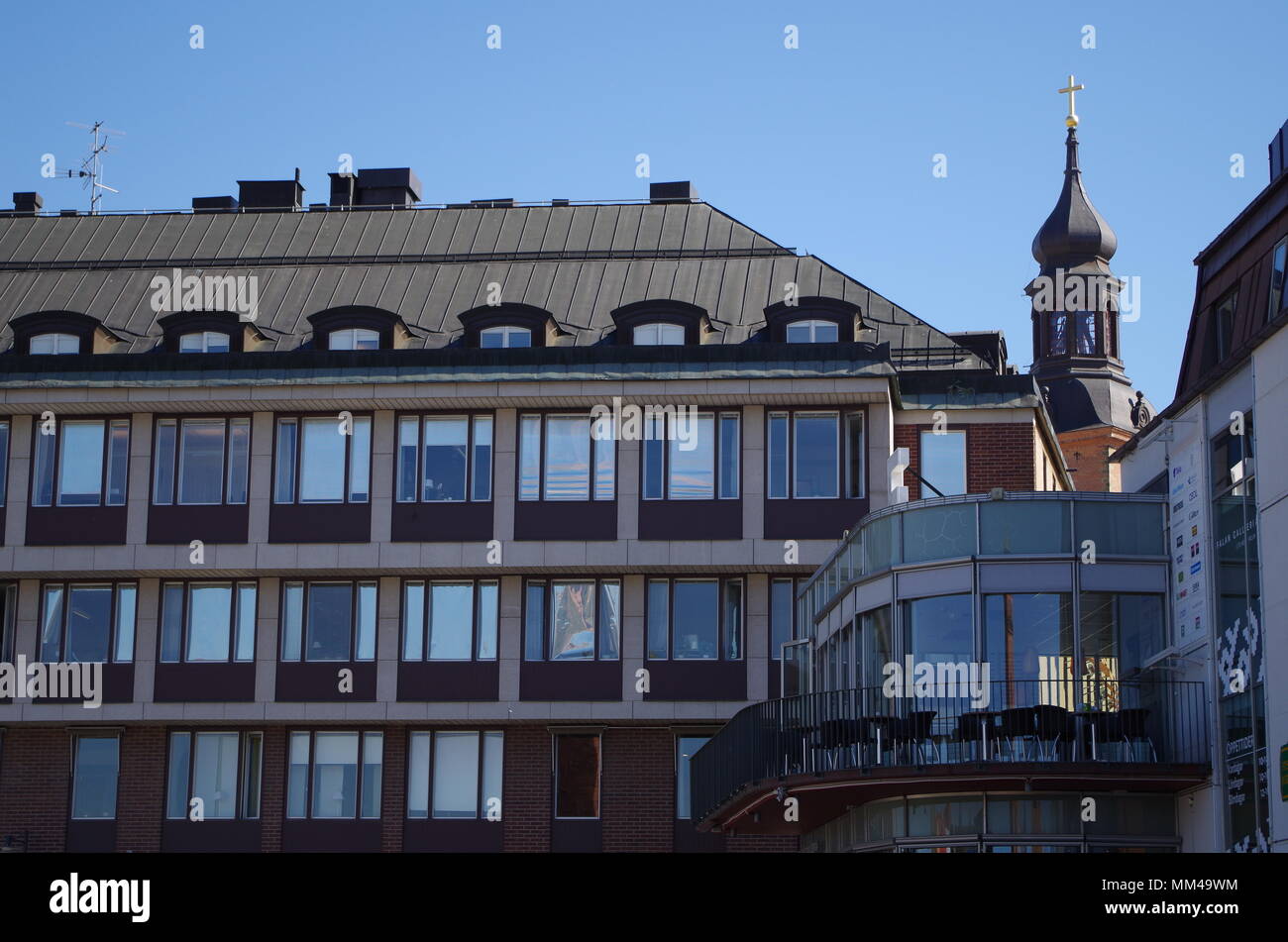 Le centre-ville de Falun avec une église en arrière-plan Banque D'Images