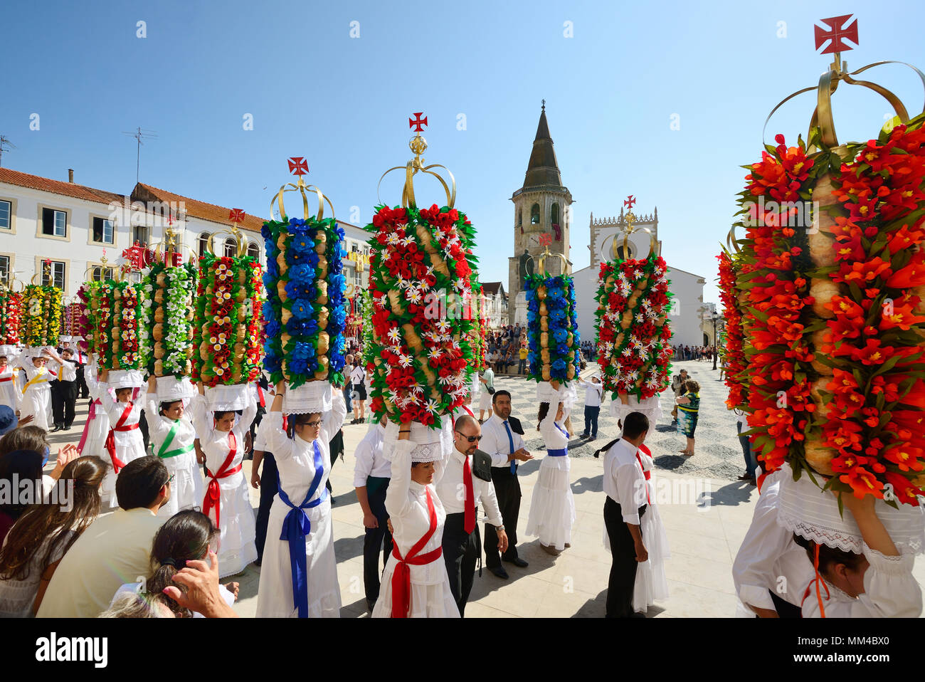 La Festa Dos Tabuleiros (Festival des bacs) à Tomar. Ce festival est la plus importante célébrée dans la ville, Tomar, Portugal Banque D'Images