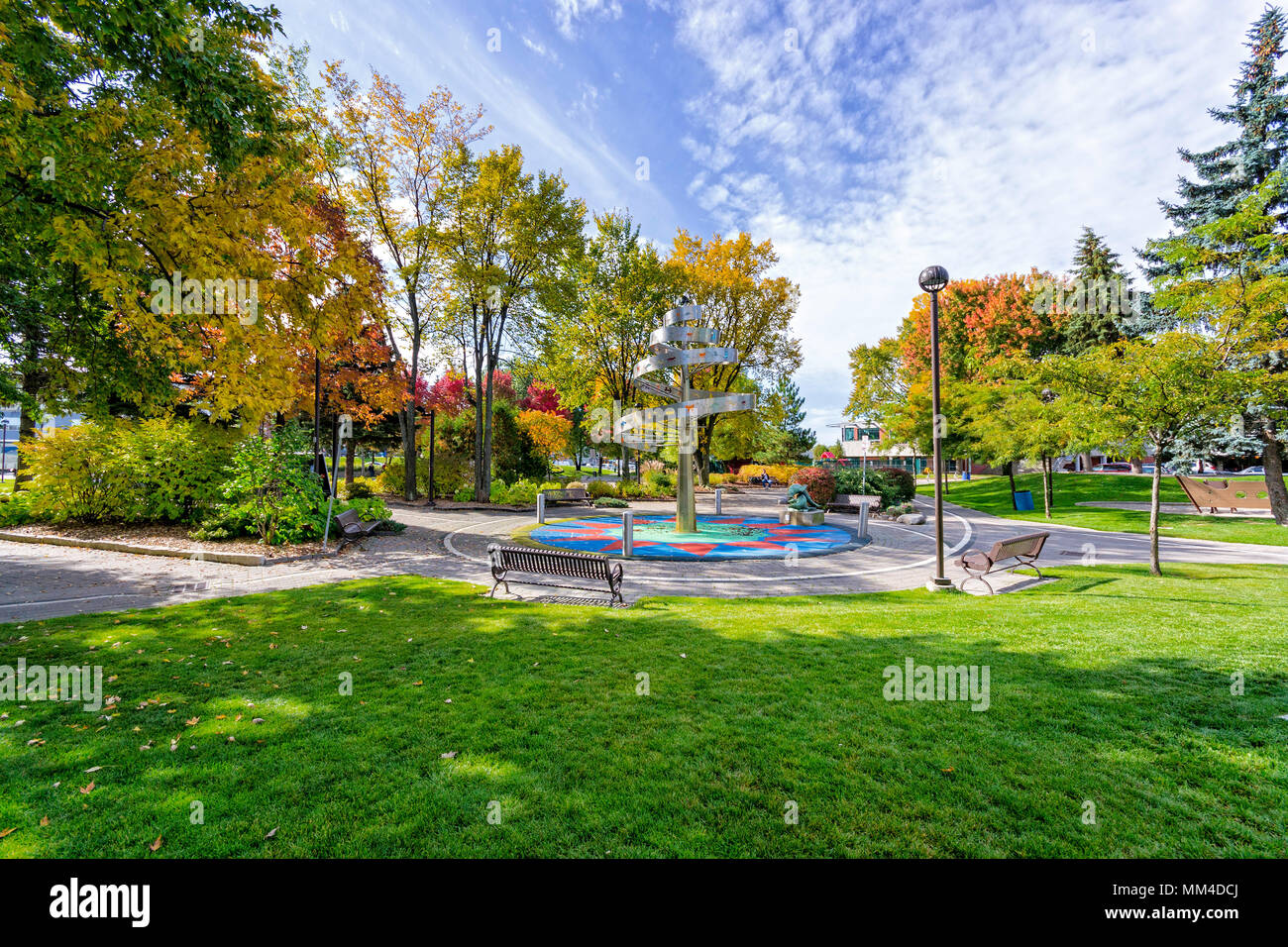 Memorial Park, Sudbury, Ontario, à l'automne Banque D'Images
