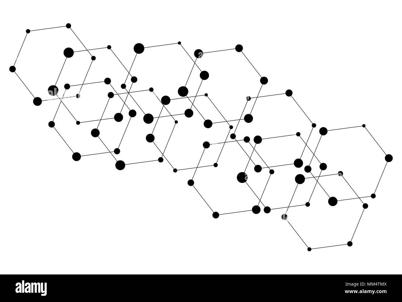 Points connectés hexagonale, résumé de fond papier peint molécule Illustration de Vecteur