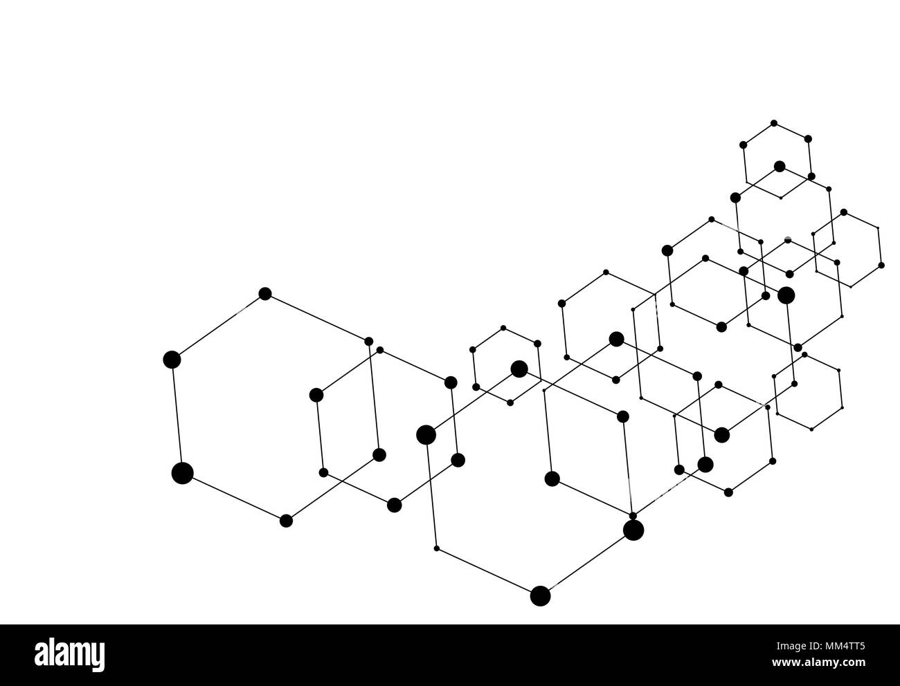 Points connectés hexagonale, résumé de fond papier peint molécule Illustration de Vecteur