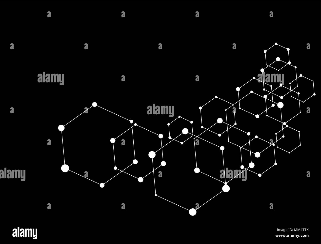 Points connectés hexagonale, résumé de fond papier peint molécule Illustration de Vecteur