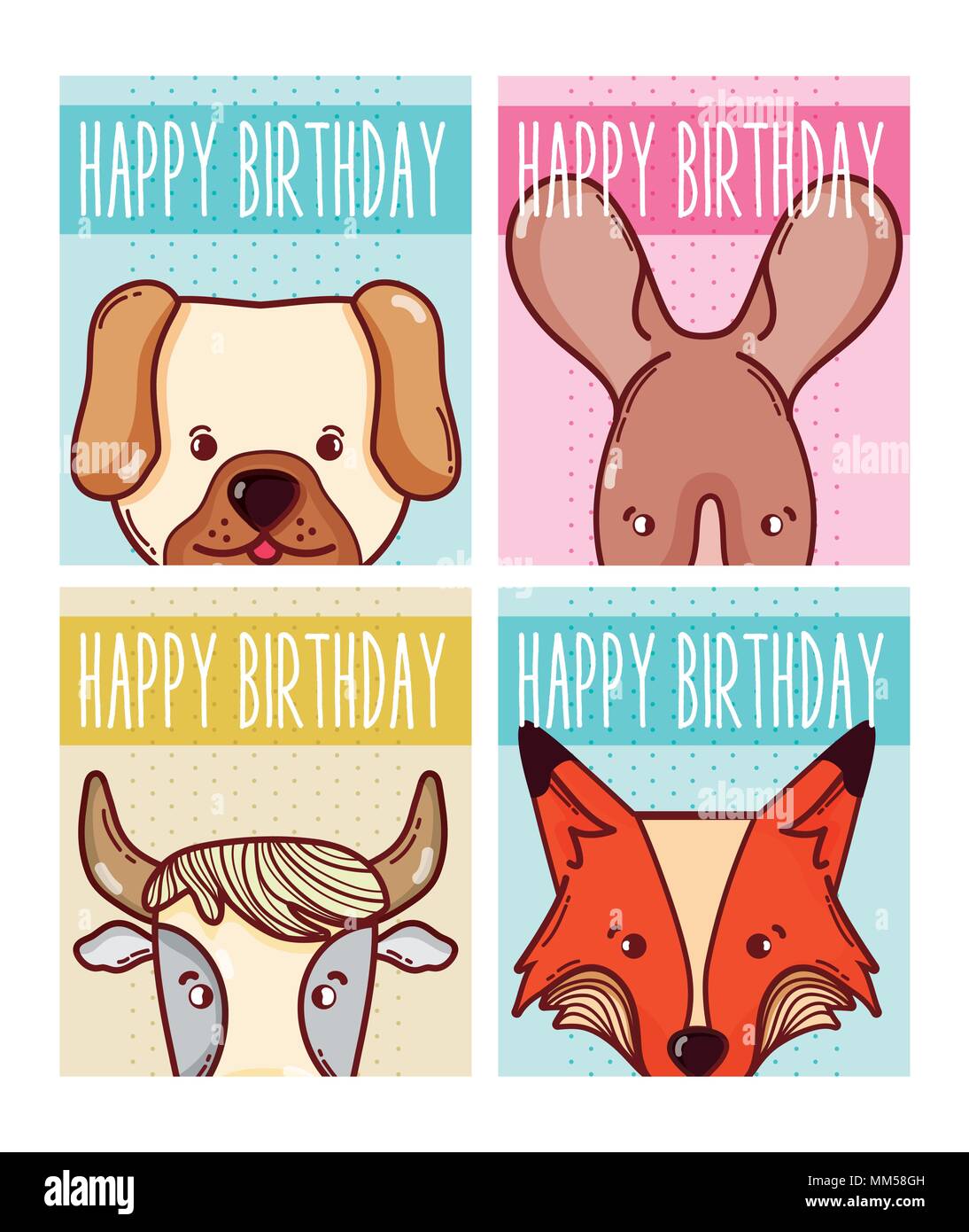 Jeu De Cartes Joyeux Anniversaire Animaux Image Vectorielle Stock Alamy