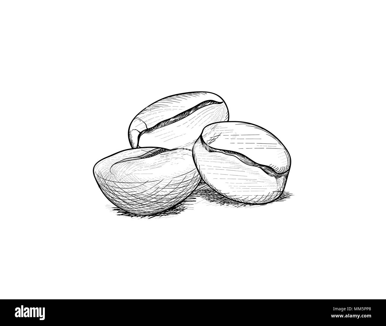 Les grains de café. Icon Set café croquis. Art illustration ligne doodle Illustration de Vecteur