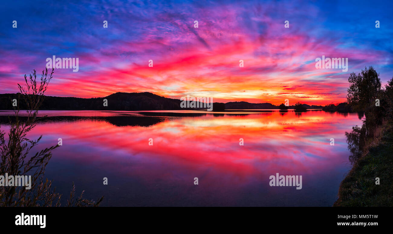 Vue panoramique sur le coucher du soleil le Seehamer Voir Banque D'Images