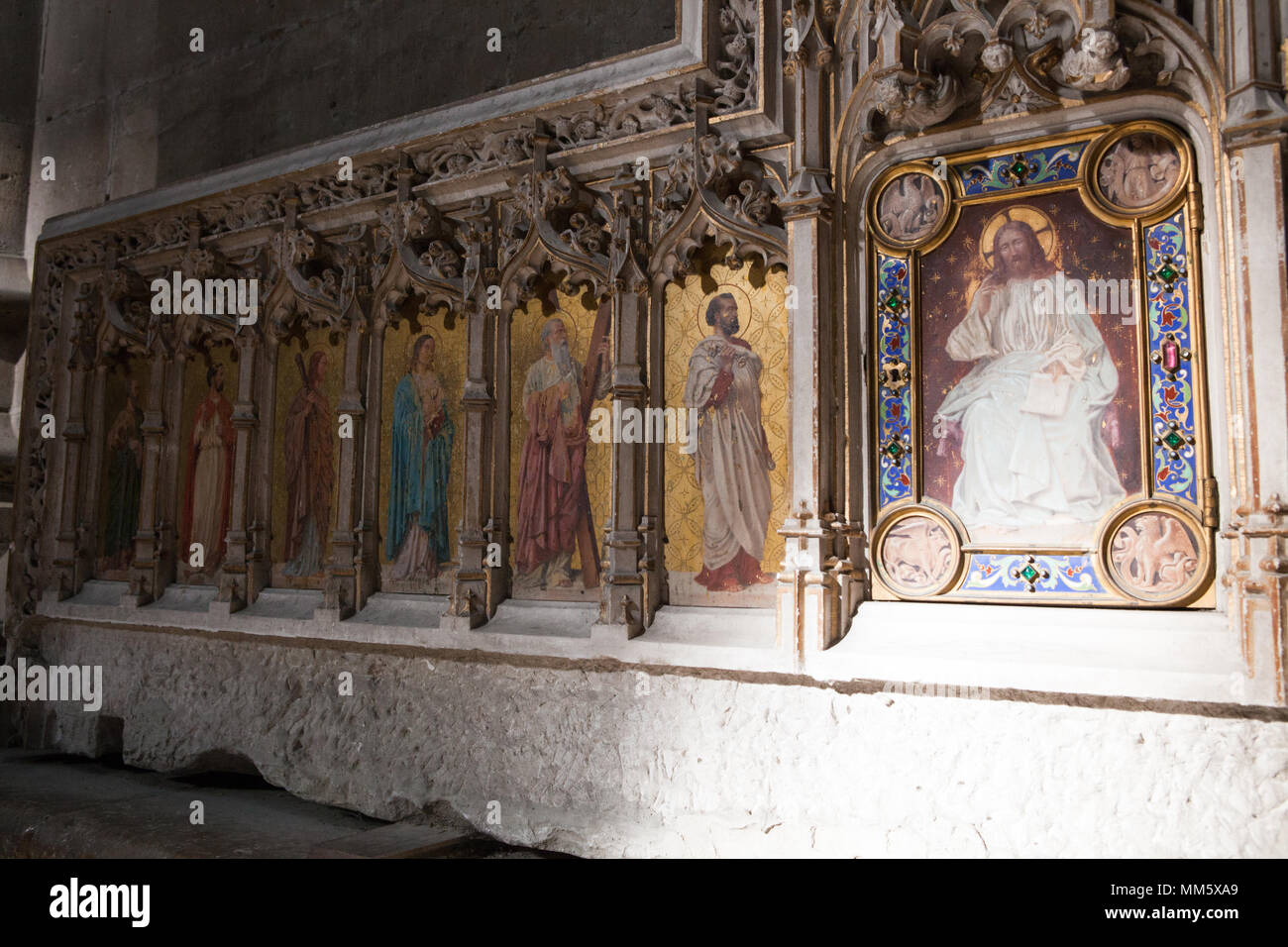 Vue intérieure de l'archidiocèse d'Auch, Gers, France. Également nommée Cathédrale de Sainte-Marie. De style gothique. Banque D'Images