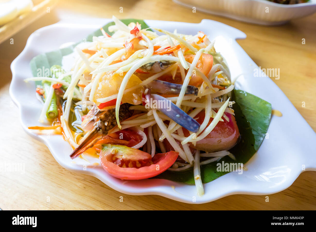 Célèbre Thai Food, salade de papaye épicée , thai food . Banque D'Images