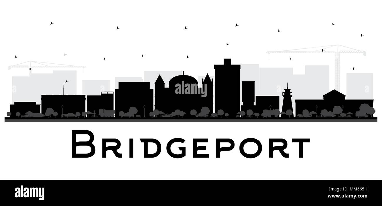 Bridgeport Connecticut Ville avec des bâtiments noir isolé sur blanc. Vector Illustration. Les voyages d'affaires et tourisme Concept Illustration de Vecteur
