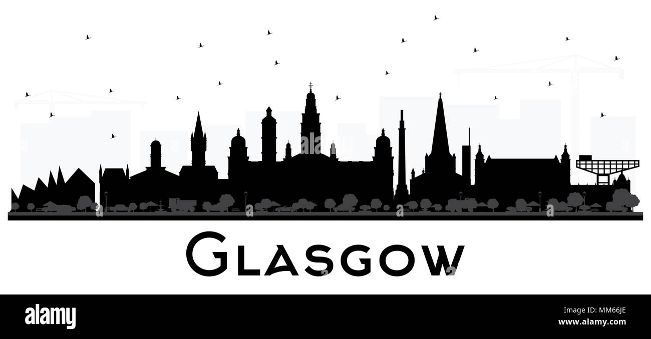 Glasgow City Skyline avec bâtiments noir isolé sur blanc. Vector Illustration. Illustration de Vecteur