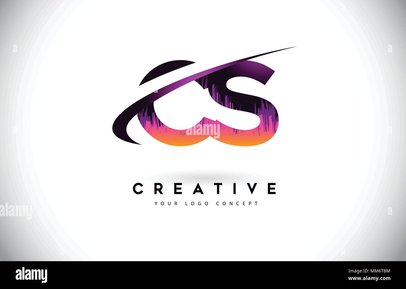 CS C S Grunge Lettre Logo avec des couleurs violet Design. Creative grunge vintage lettres logo Vector Illustration. Illustration de Vecteur