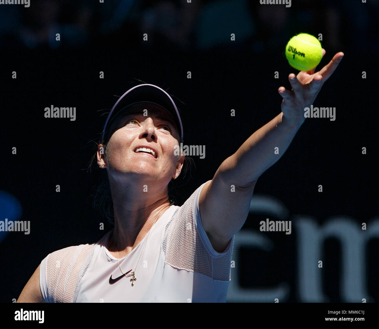 La joueuse de tennis russe Maria Sharapova à l'Open d'Australie 2018, le tournoi de tennis de Melbourne Park, Melbourne, Victoria, Australie. Banque D'Images