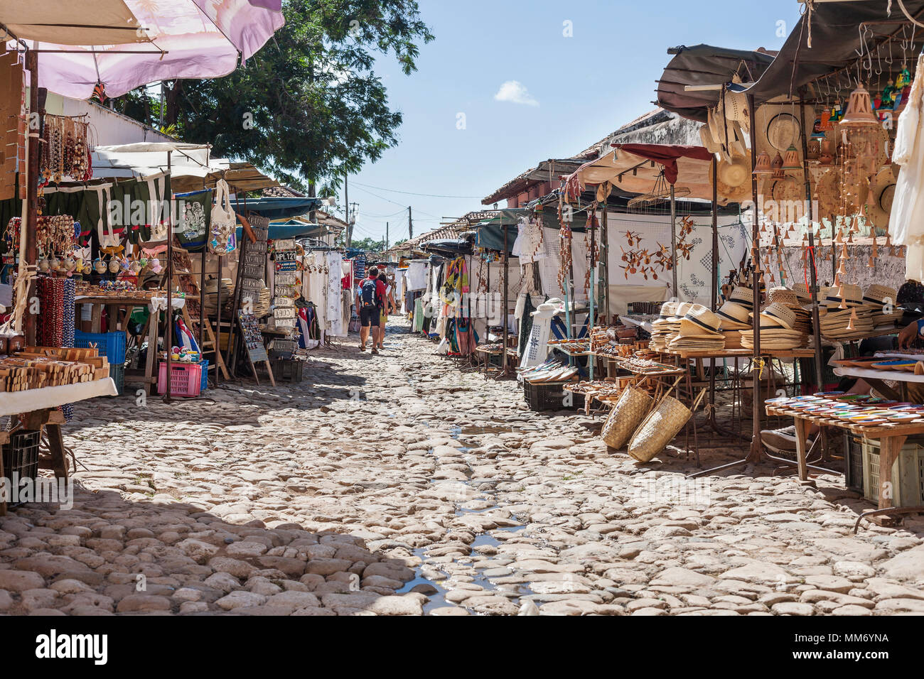 Les étals du marché de la vieille ville de Trinidad, Cuba Banque D'Images