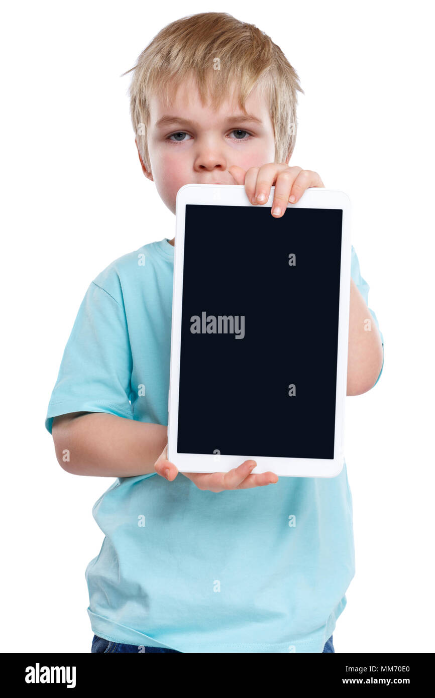 Enfant Jeune enfant petit garçon avec tablet computer copyspace copy space Banque D'Images