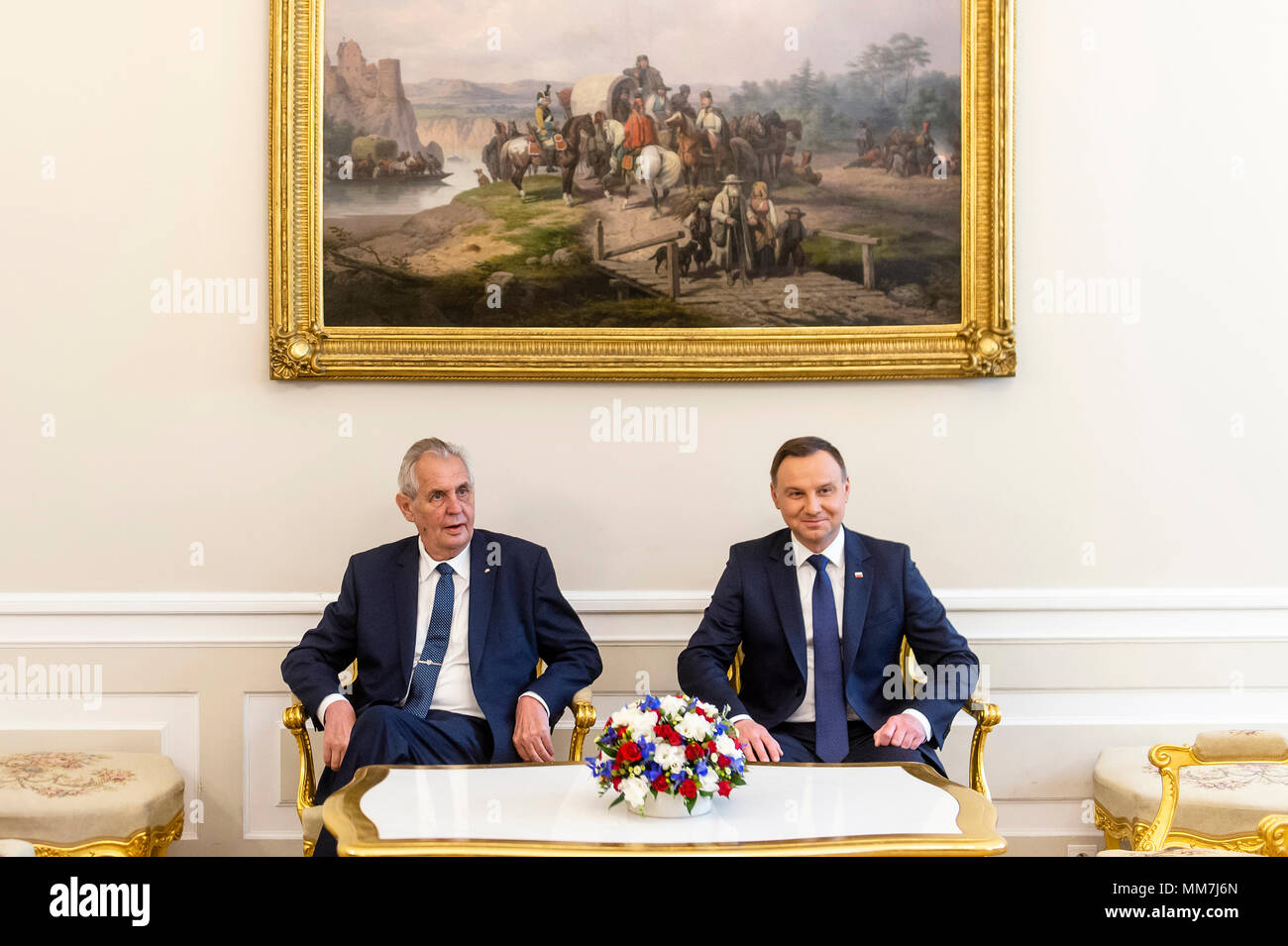 Varsovie, Pologne. 10 mai, 2018. Le Président tchèque Milos Zeman (à gauche) en Pologne et rencontre avec le président polonais Andrzej Duda (droite) à Varsovie, Pologne, le 10 mai 2018. Photo : CTK/Tanecek Photo/Alamy Live News Banque D'Images