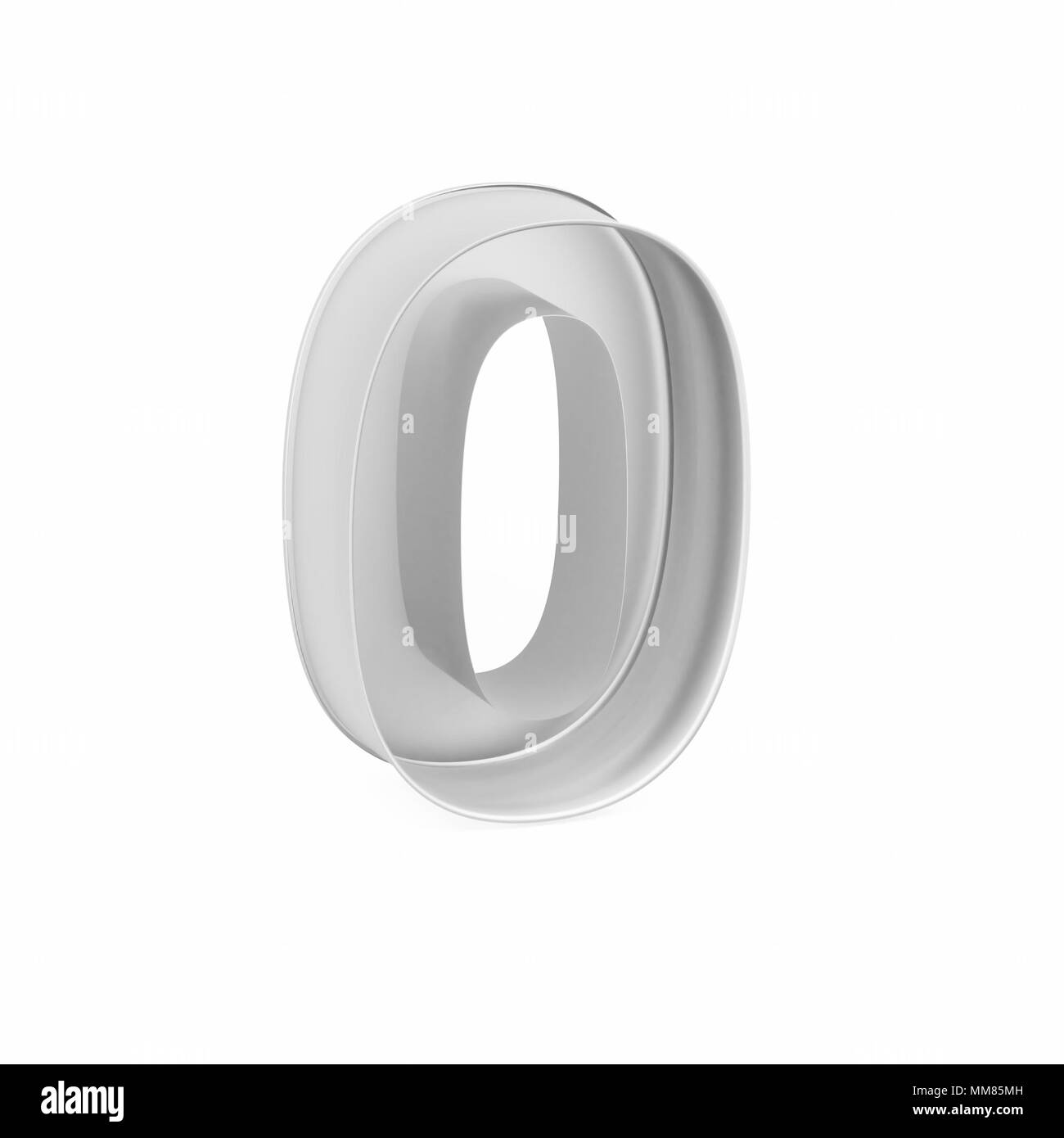 Cuisson métal moule à gâteaux ou à l'emporte-pièce comme chiffre mathématique 0 sur fond blanc, l'image de la police en rendu 3D Banque D'Images
