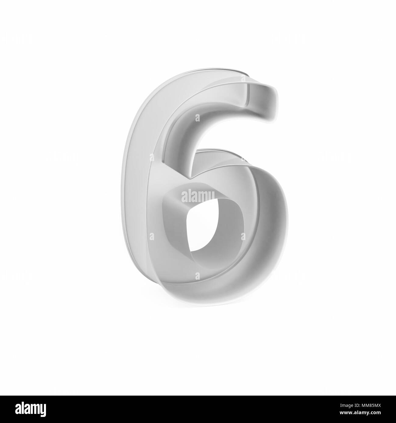 Cuisson métal moule à gâteaux ou à l'emporte-pièce comme chiffre mathématique 6 sur fond blanc, l'image de la police en rendu 3D Banque D'Images