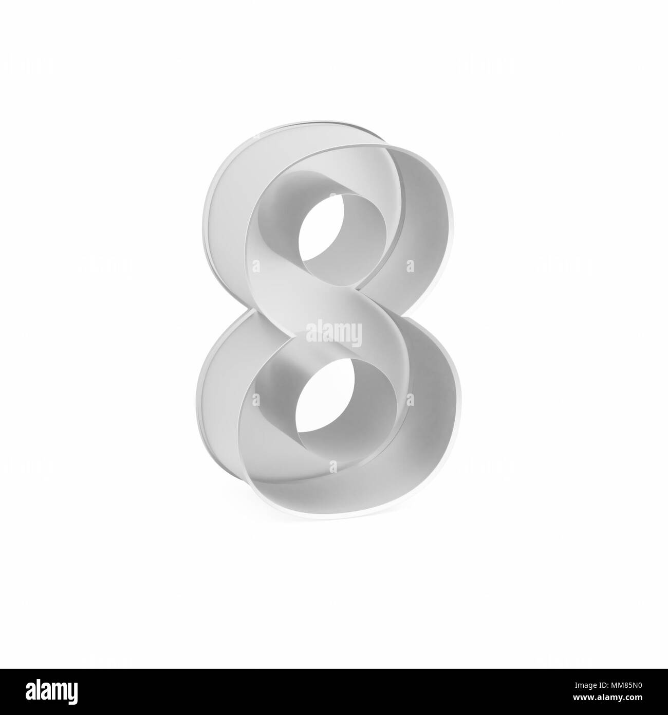 Cuisson métal moule à gâteaux ou à l'emporte-pièce comme chiffre mathématique 8 sur fond blanc, l'image de la police en rendu 3D Banque D'Images