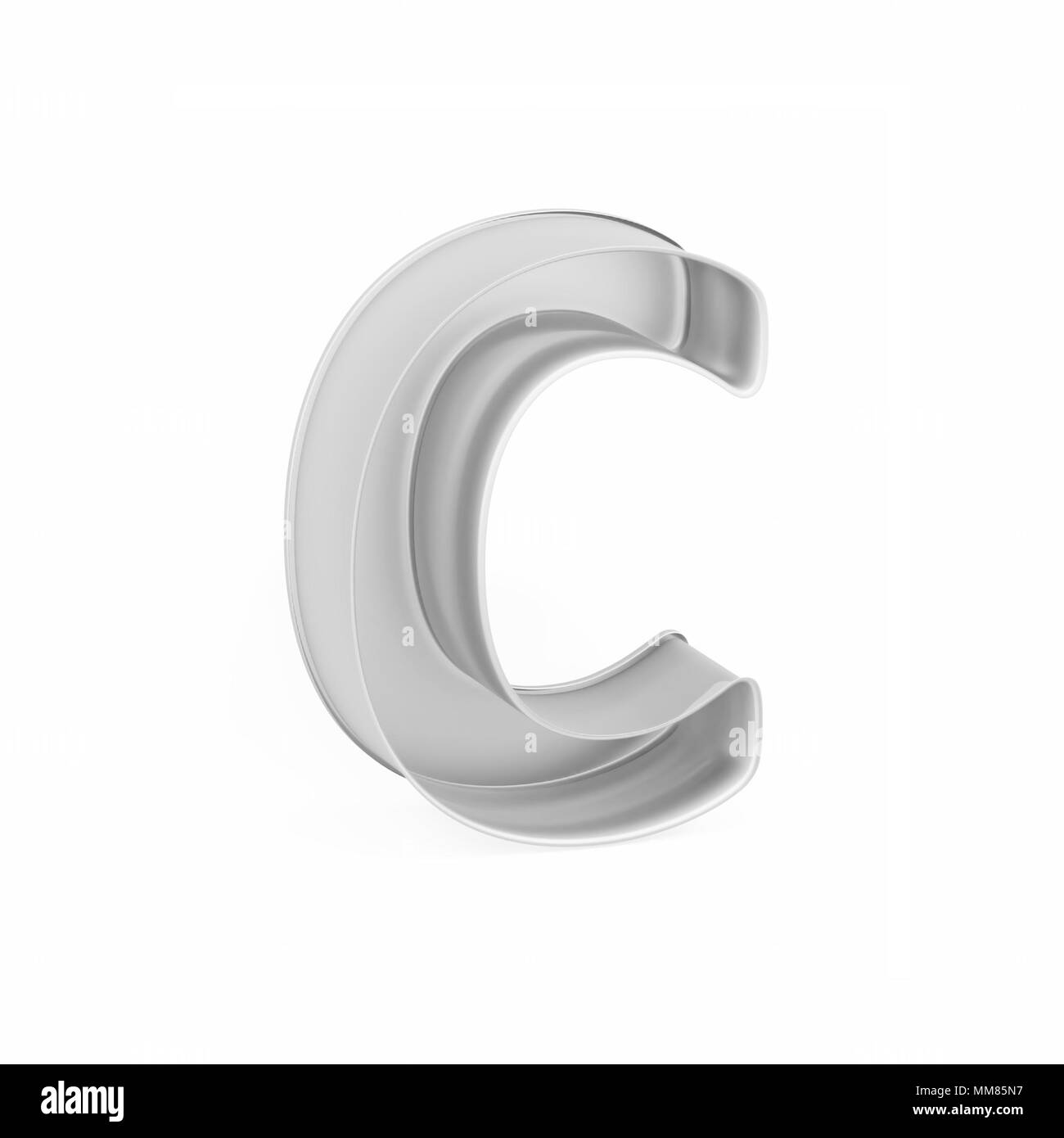Cuisson métal moule à gâteaux ou à l'emporte-pièce comme la lettre C sur fond blanc, l'image de la police en rendu 3D Banque D'Images