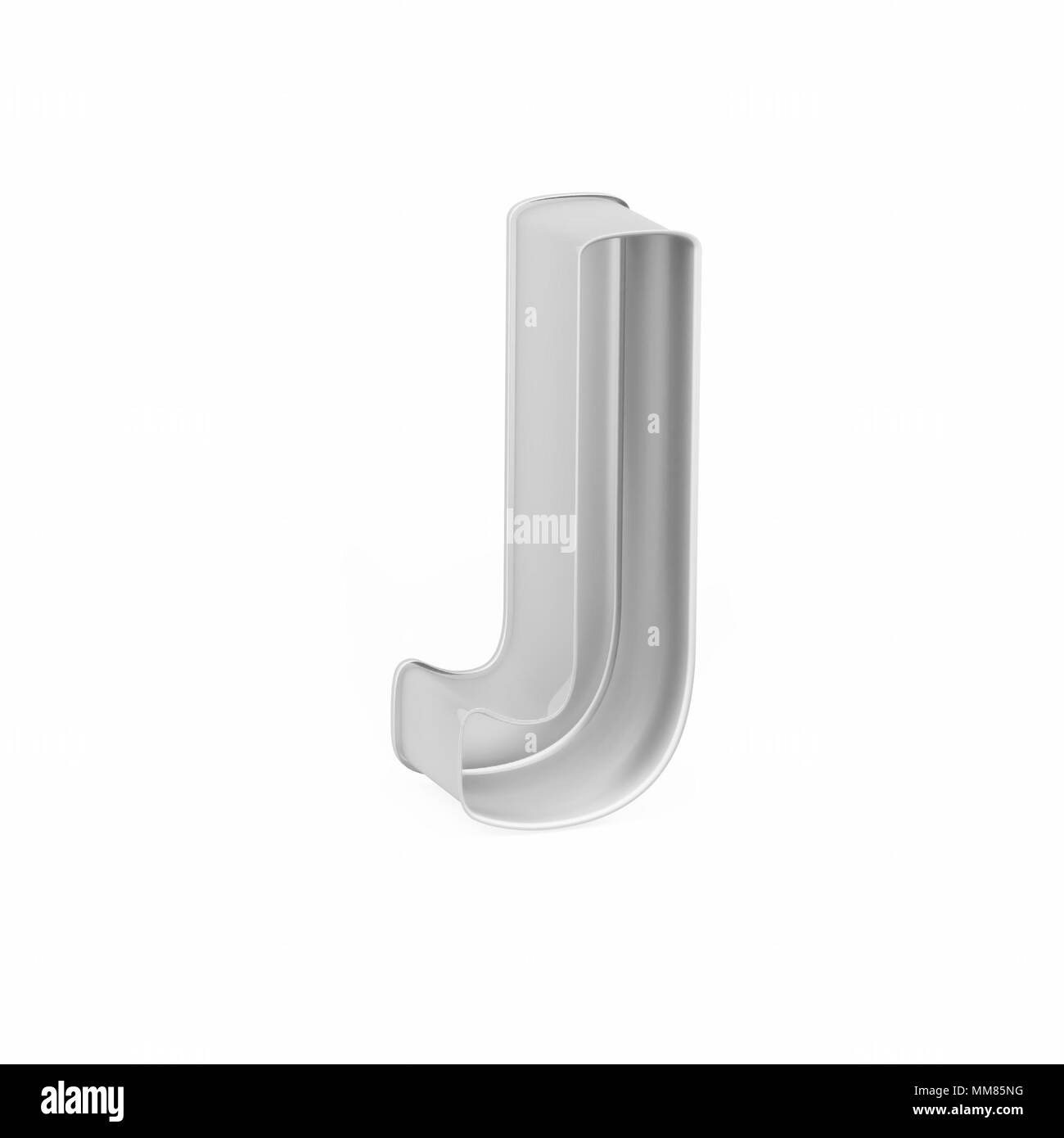 Cuisson métal moule à gâteaux ou à l'emporte-pièce comme la lettre J sur fond blanc, l'image de la police en rendu 3D Banque D'Images