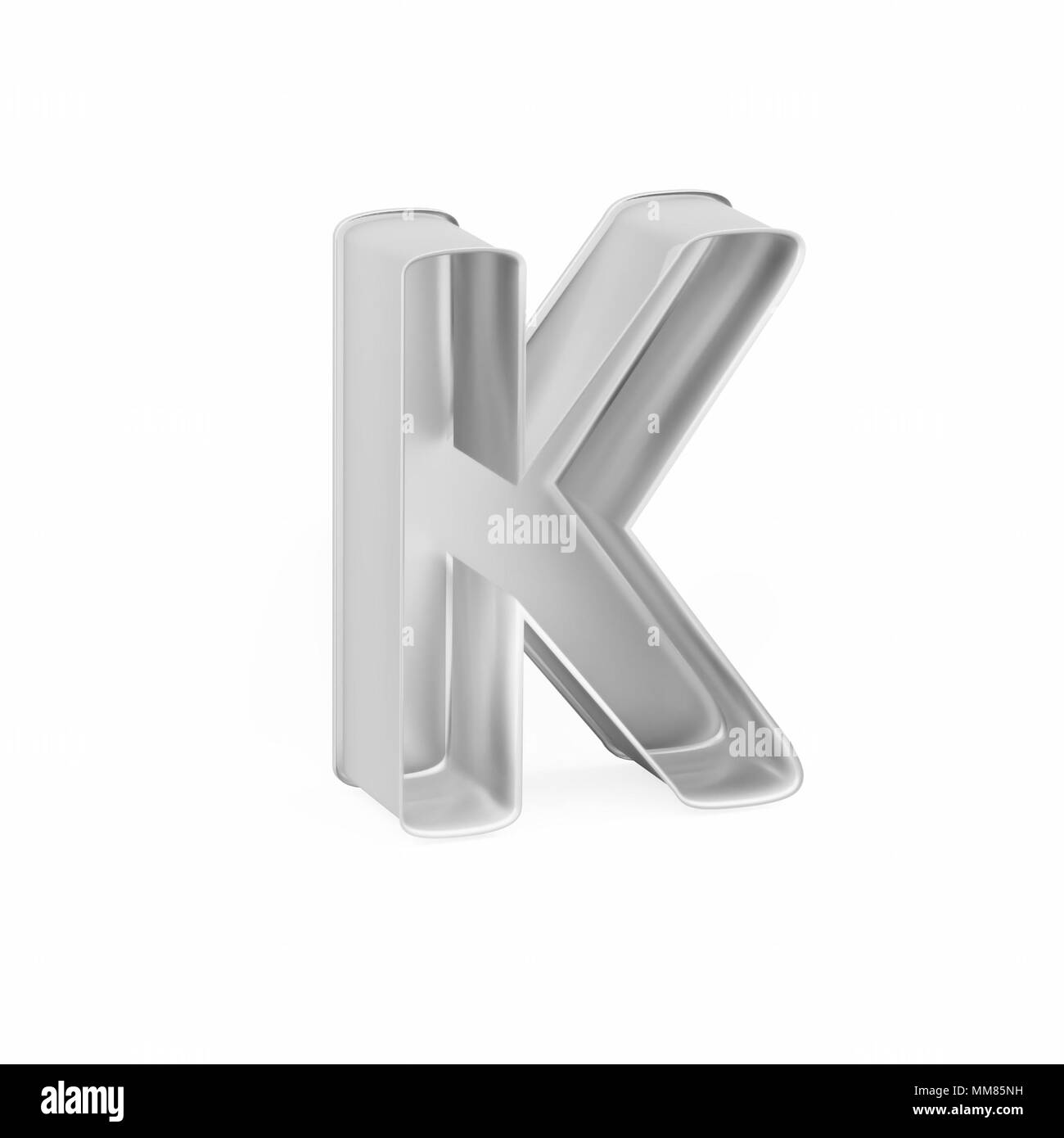 Cuisson métal moule à gâteaux ou à l'emporte-pièce comme la lettre K sur fond blanc, l'image de la police en rendu 3D Banque D'Images