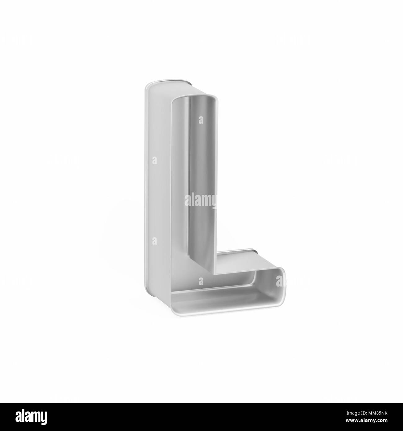 Cuisson métal moule à gâteaux ou à l'emporte-pièce comme la lettre L sur fond blanc, l'image de la police en rendu 3D Banque D'Images