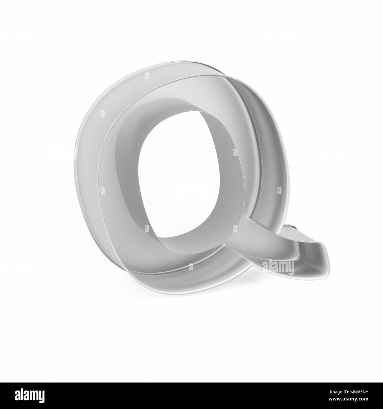 Cuisson métal moule à gâteaux ou à l'emporte-pièce comme la lettre Q, sur fond blanc, l'image de la police en rendu 3D Banque D'Images