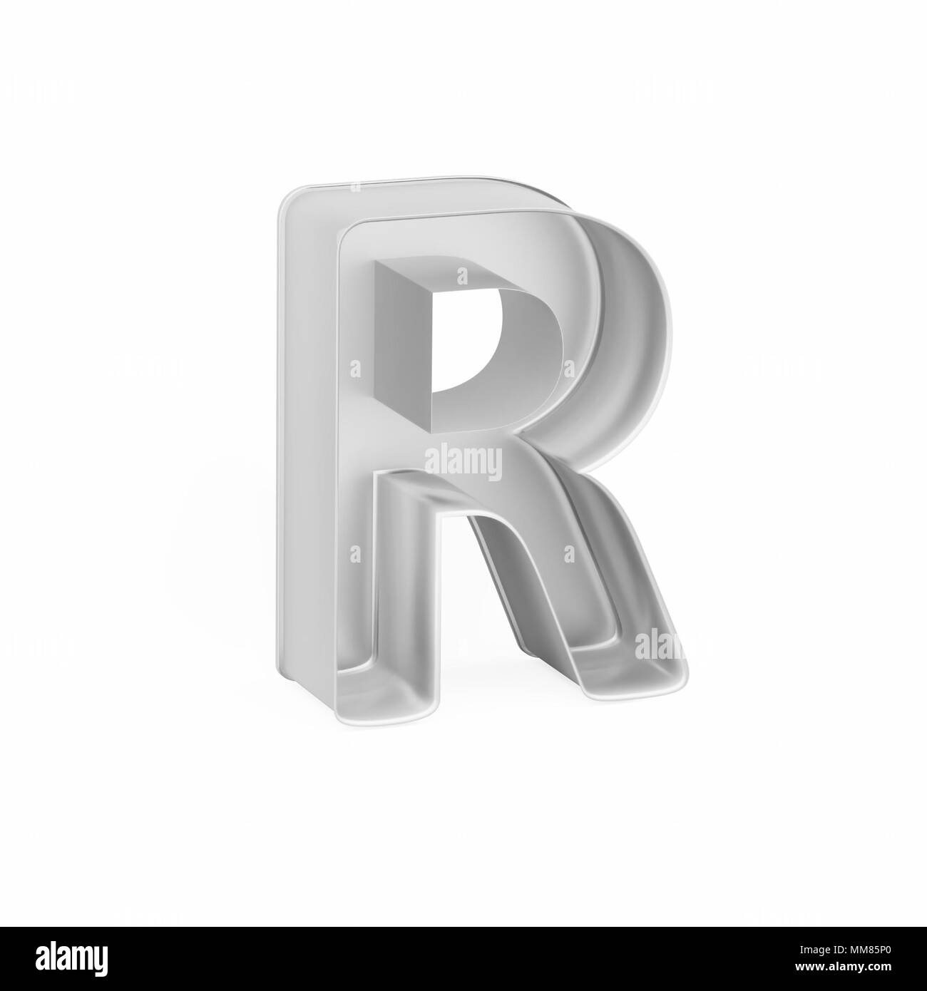 Cuisson métal moule à gâteaux ou à l'emporte-pièce comme la lettre R sur fond blanc, l'image de la police en rendu 3D Banque D'Images