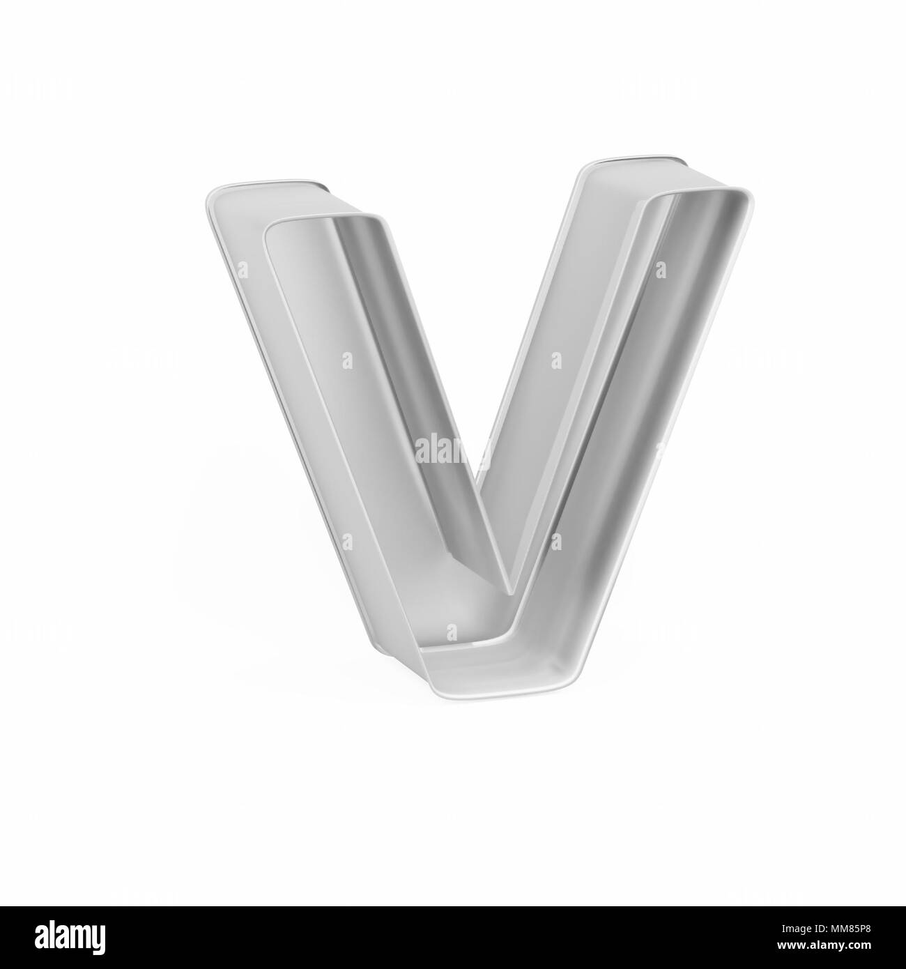 Cuisson métal moule à gâteaux ou à l'emporte-pièce comme la lettre V sur fond blanc, l'image de la police en rendu 3D Banque D'Images