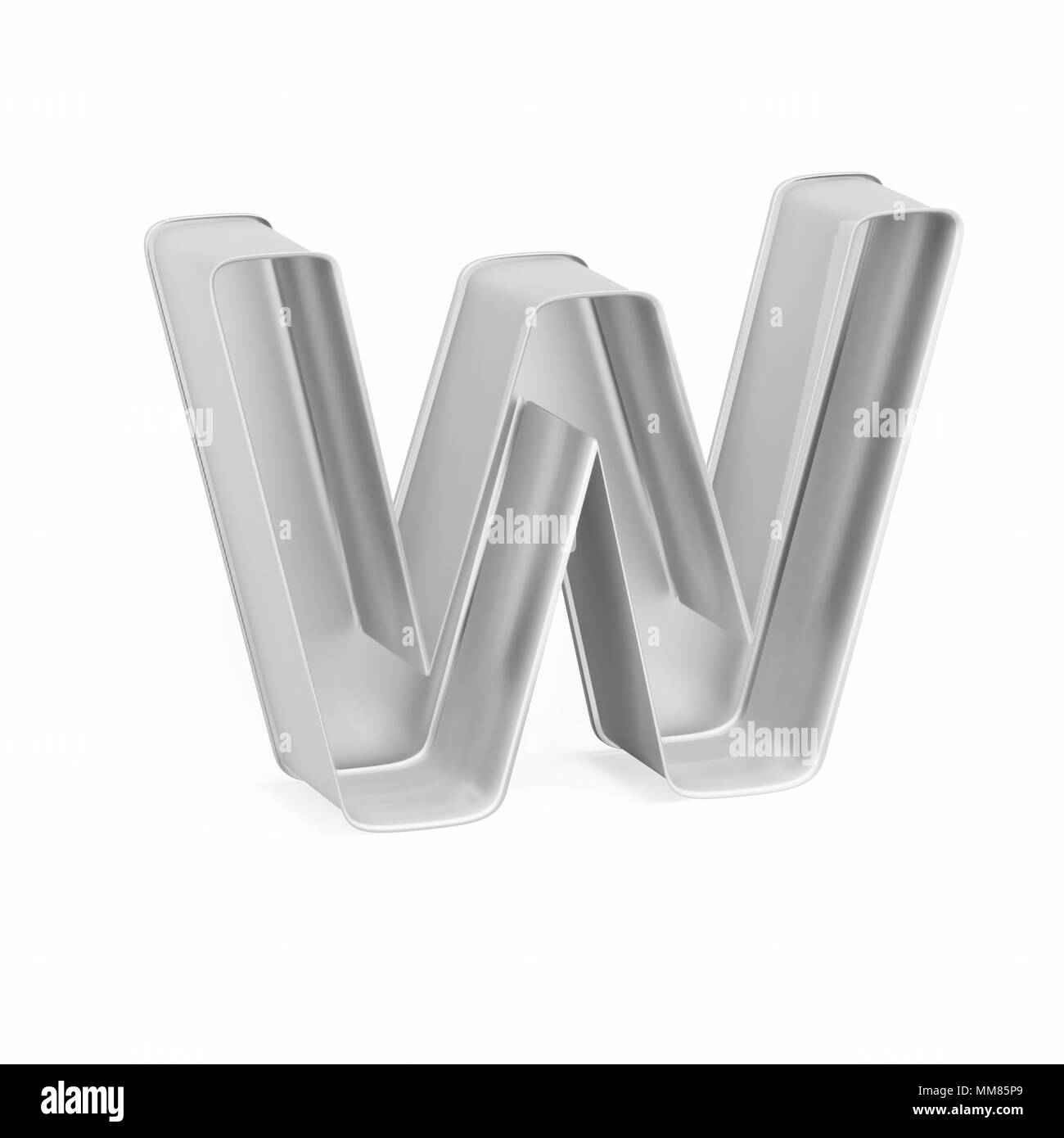 Cuisson métal moule à gâteaux ou à l'emporte-pièce comme la lettre W sur fond blanc, l'image de la police en rendu 3D Banque D'Images