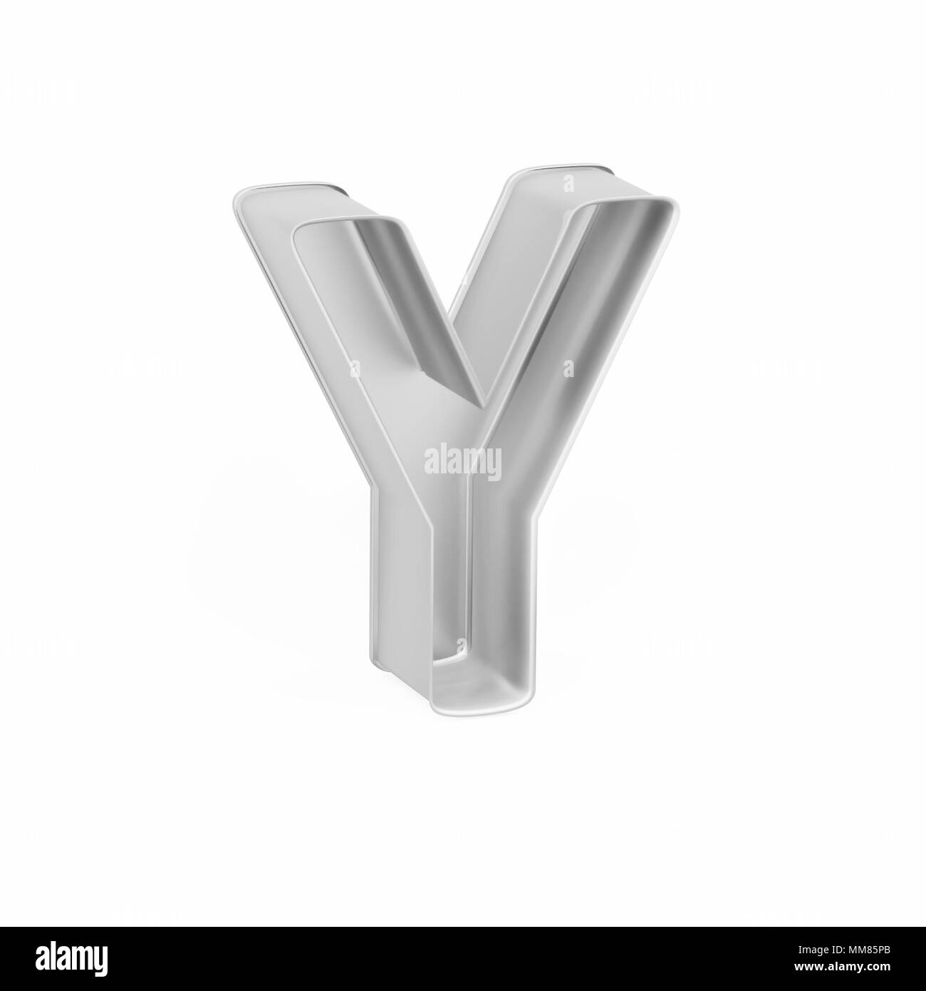 Cuisson métal moule à gâteaux ou à l'emporte-pièce comme la lettre Y sur fond blanc, l'image de la police en rendu 3D Banque D'Images