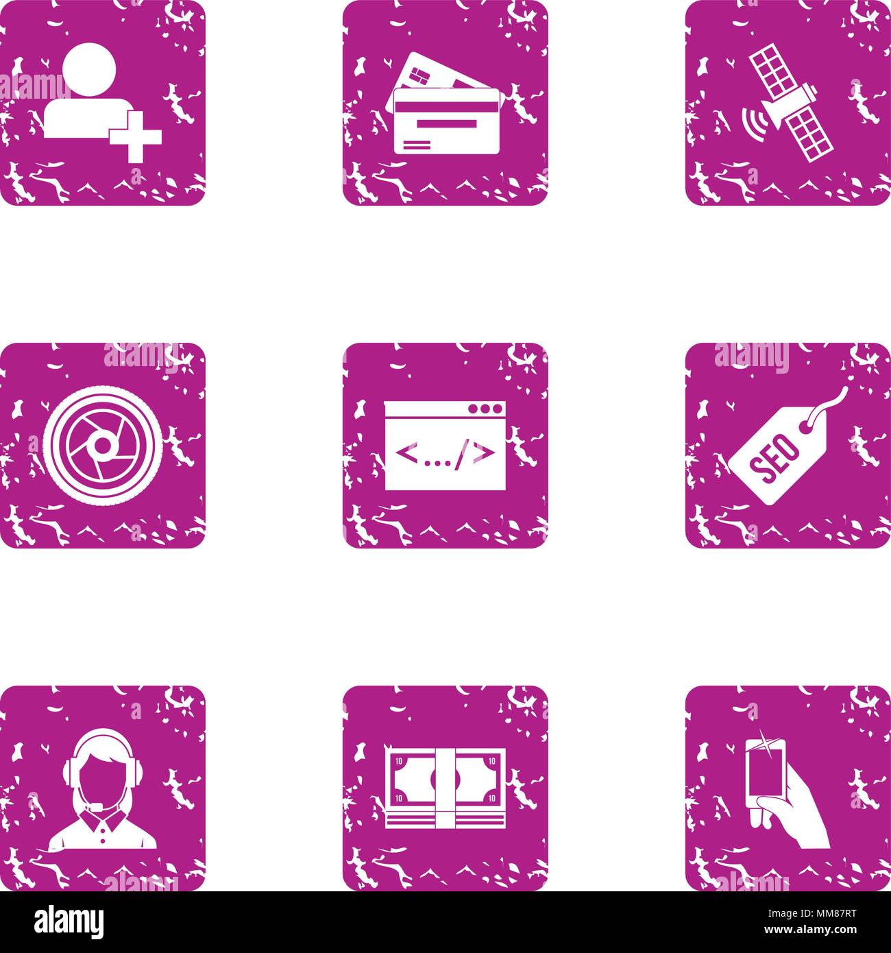 Conseils SEO icons set, grunge style Illustration de Vecteur