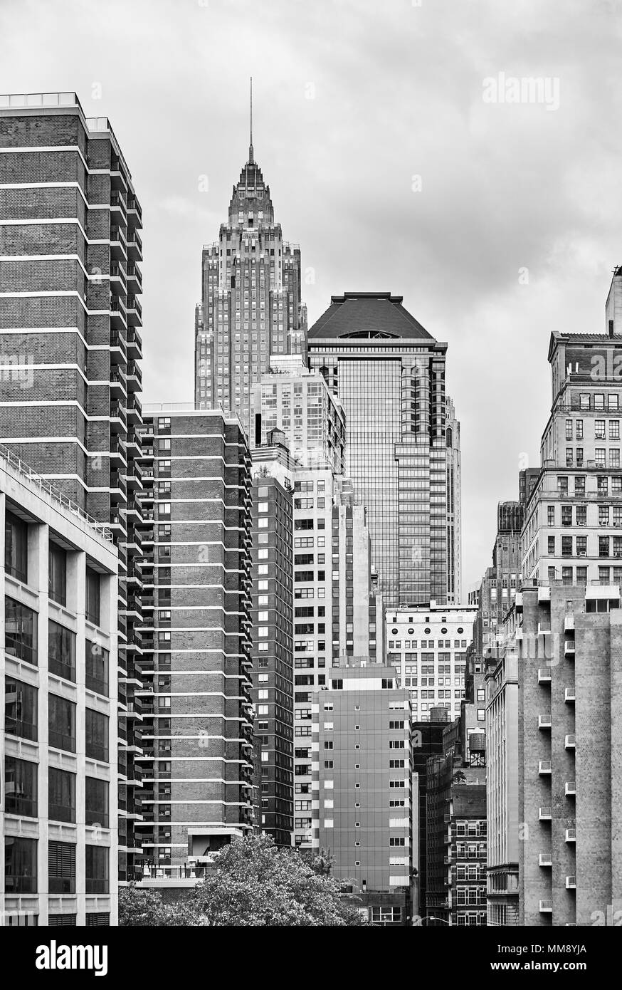 Photo noir et blanc de l'architecture de la ville de New York, USA. Banque D'Images