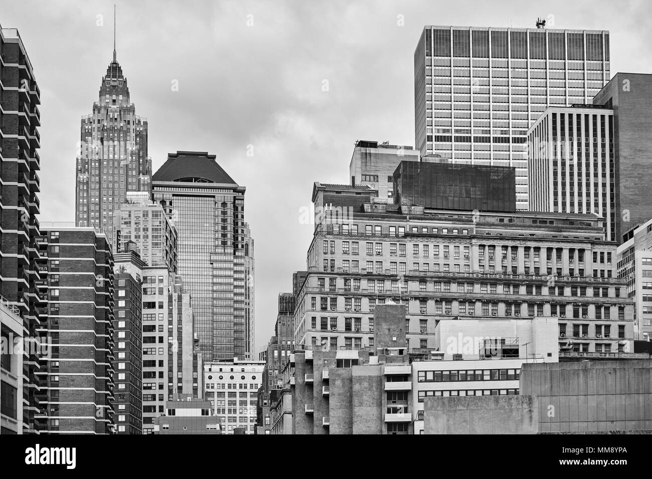 Photo noir et blanc de l'architecture de la ville de New York, USA. Banque D'Images