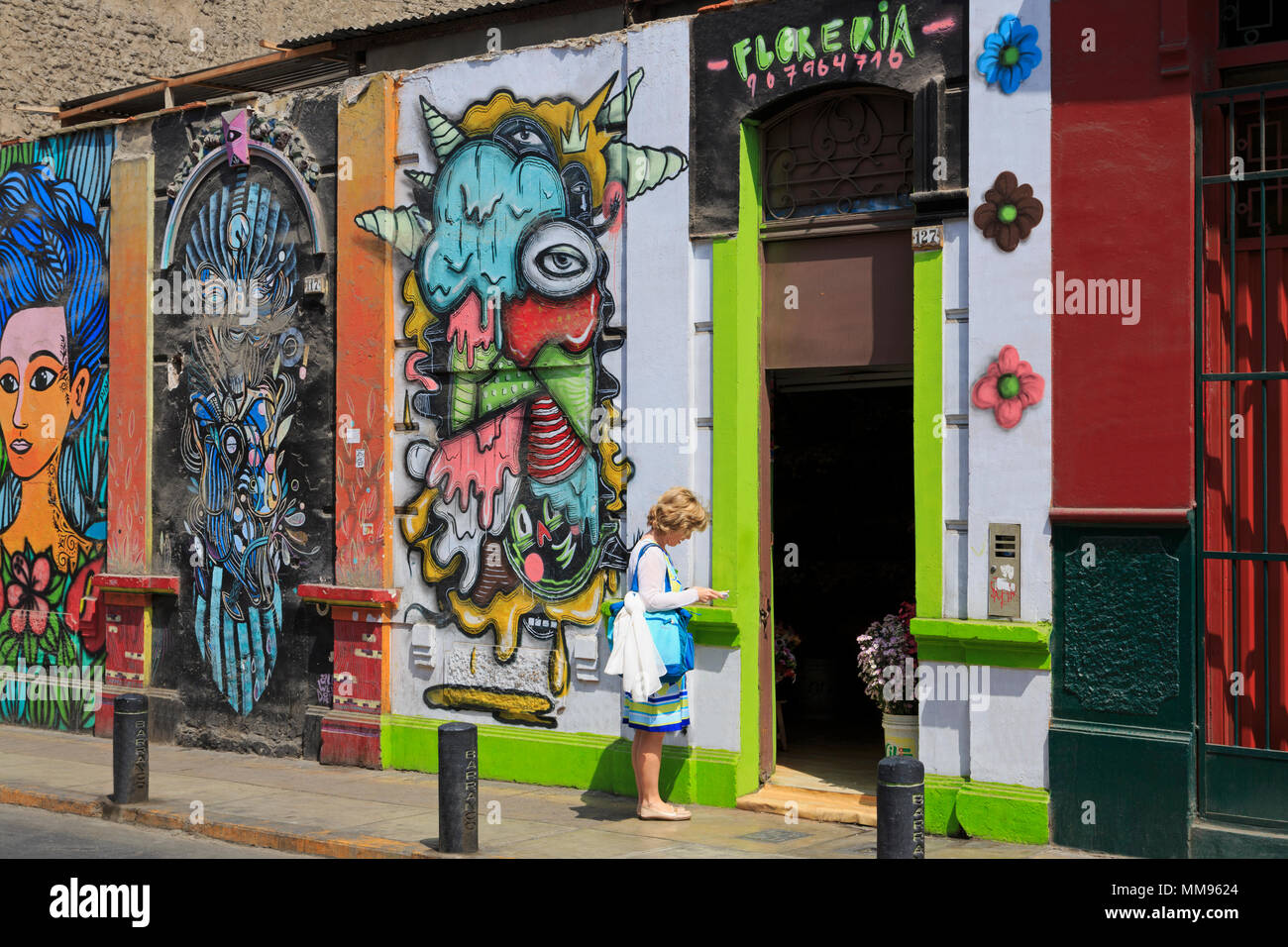 Fleuriste, Quartier Barranco, Lima, Pérou Banque D'Images