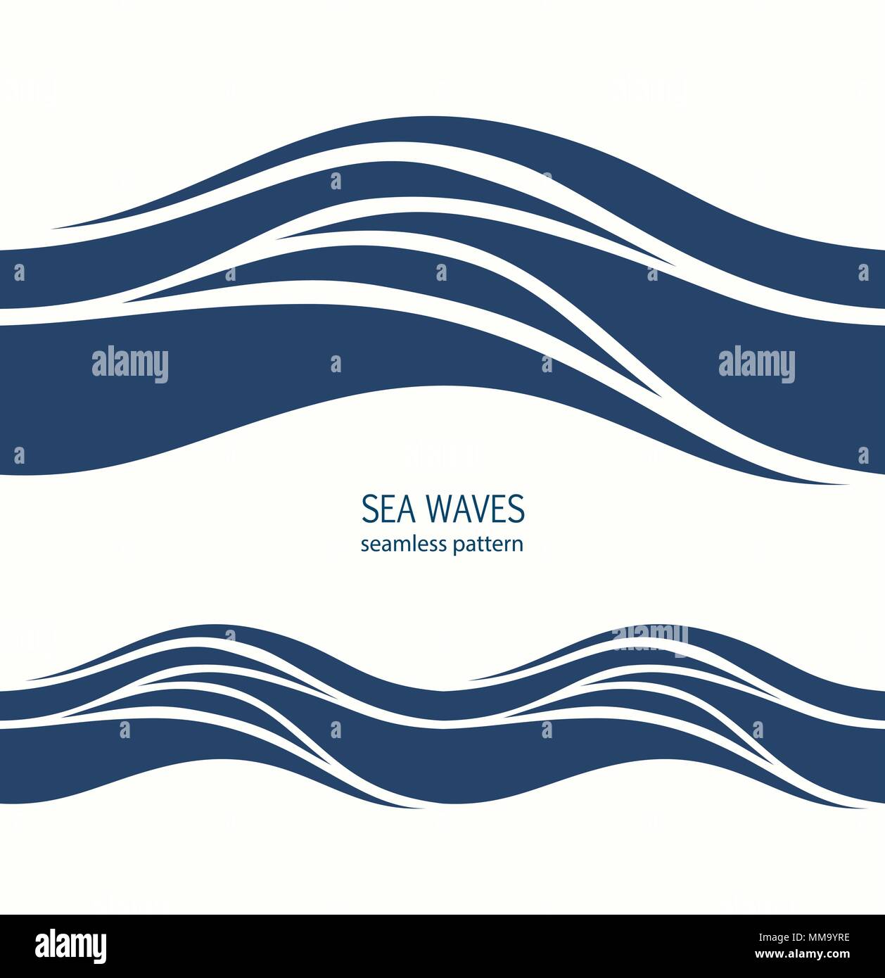 Transparente avec motif Marine vagues bleu stylisé sur un fond clair. Eau vague abstract design. Illustration de Vecteur