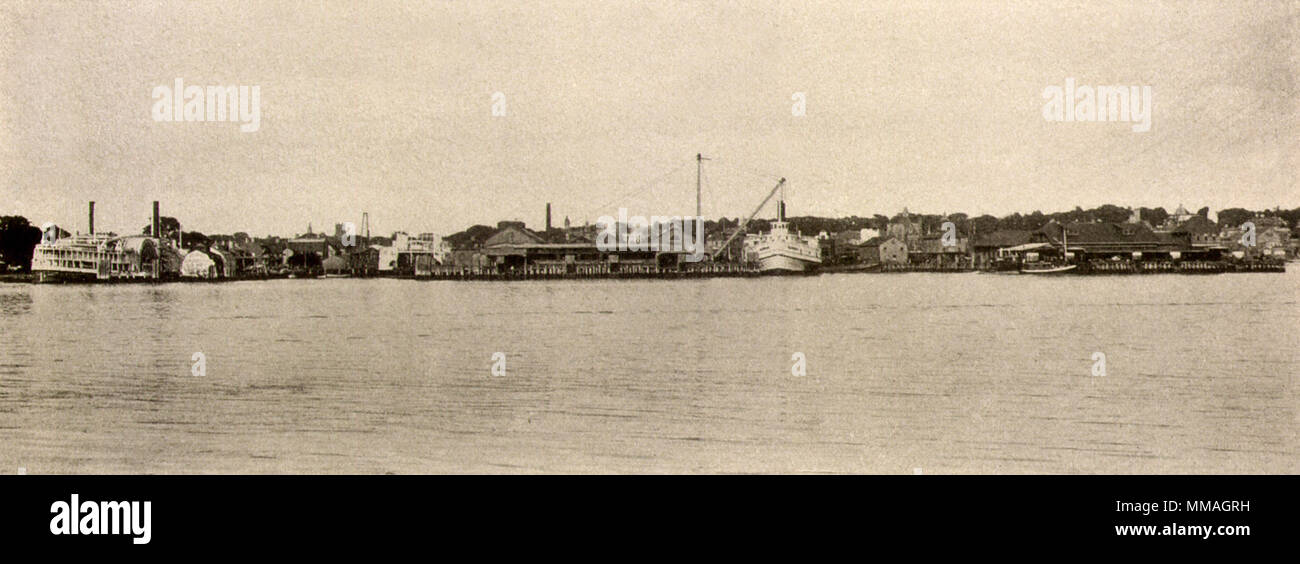 Fall River Line quais . Newport. 1900 Banque D'Images