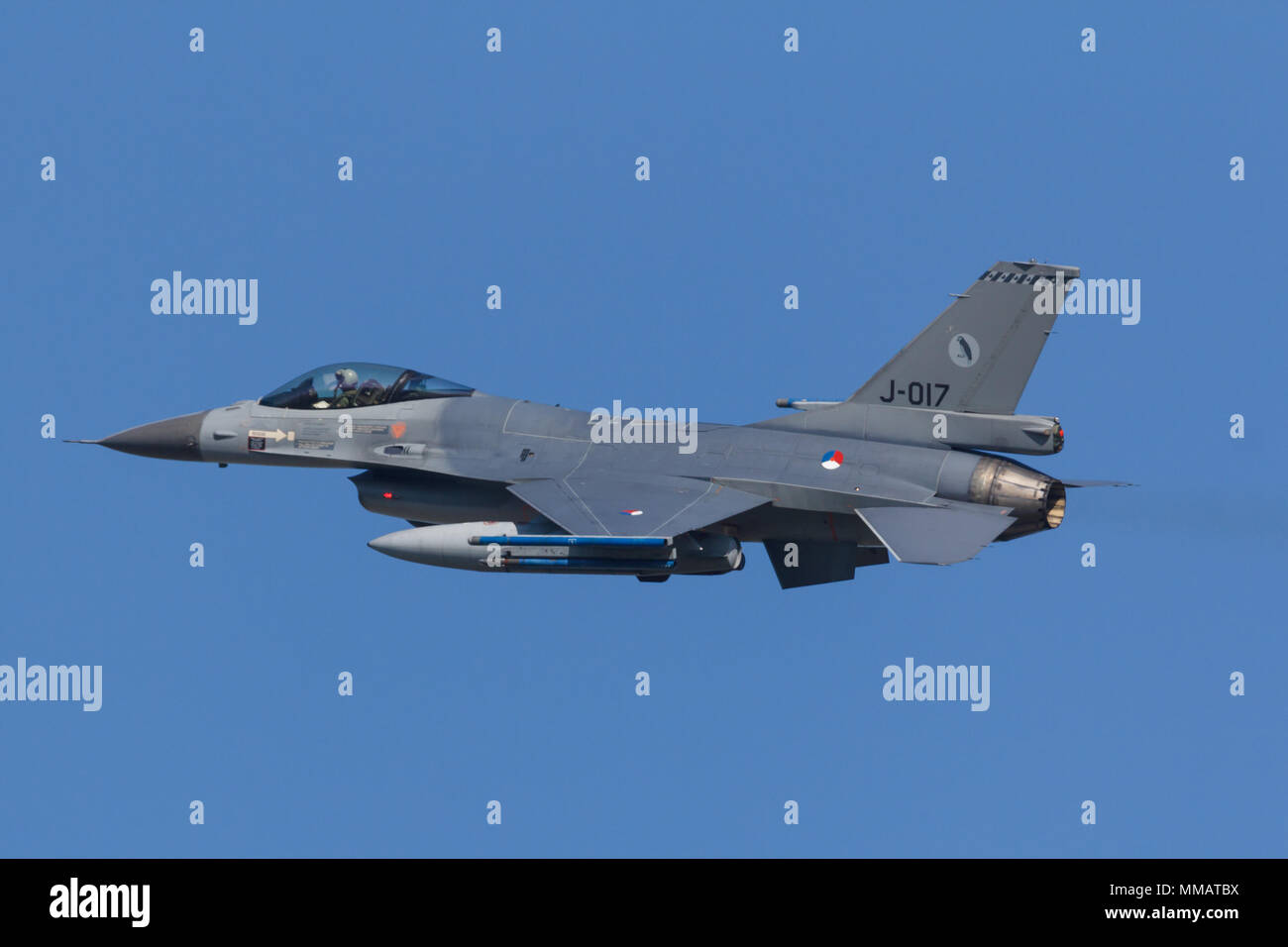Leeuwarden, Pays-Bas 18 Avril 2018 : Un F-16 de 322 RNLAF Sqn pendant l'exercice Frisian Flag Banque D'Images
