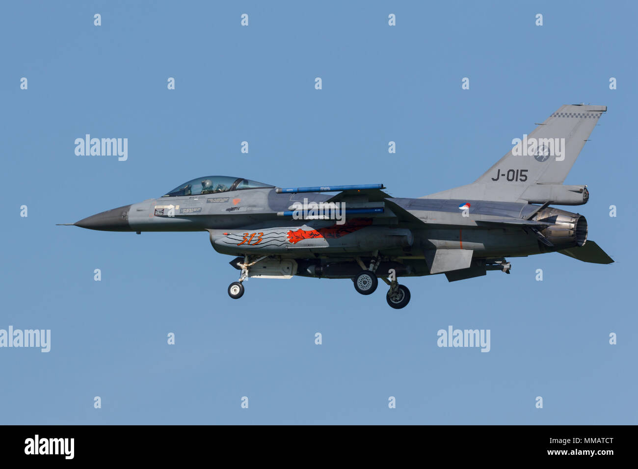 Leeuwarden, Pays-Bas 18 Avril 2018 : Un F-16 RNLAF au cours de l'exercice Frisian Flag Banque D'Images