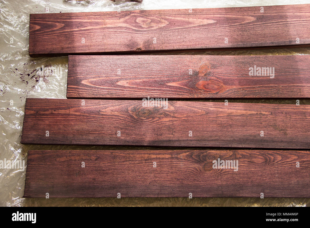 Planches en bois teinté Banque D'Images