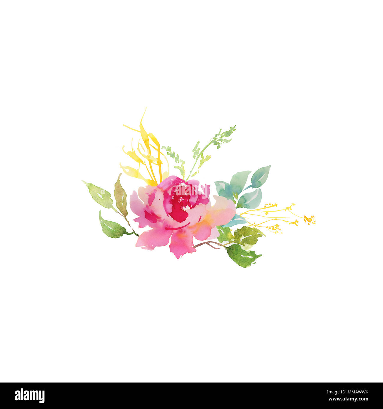 Dessin Aquarelle Bouquet De Mariée De Mariage Rouge Et Rose