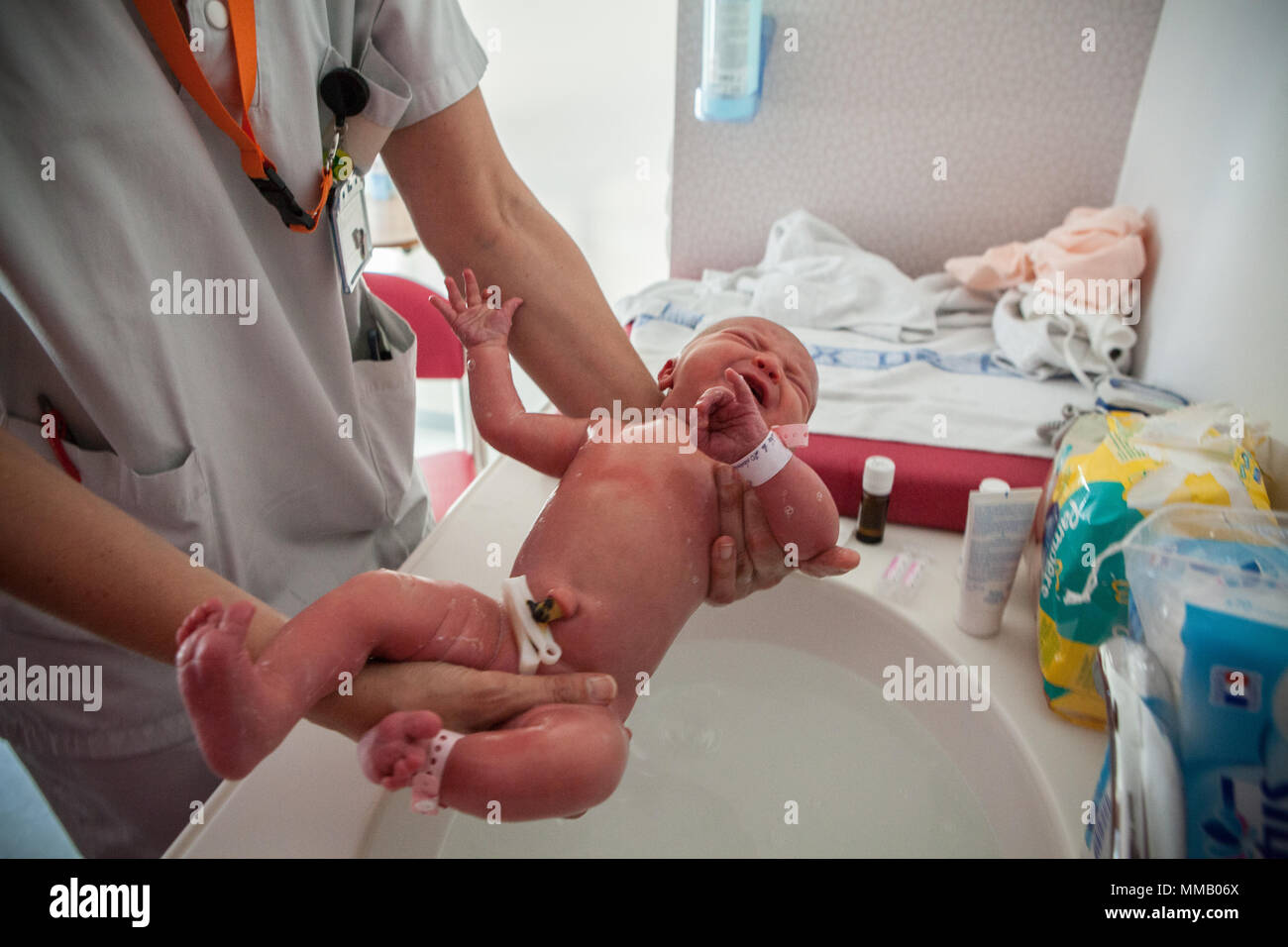 L'hygiène de bébé nouveau-né Banque D'Images