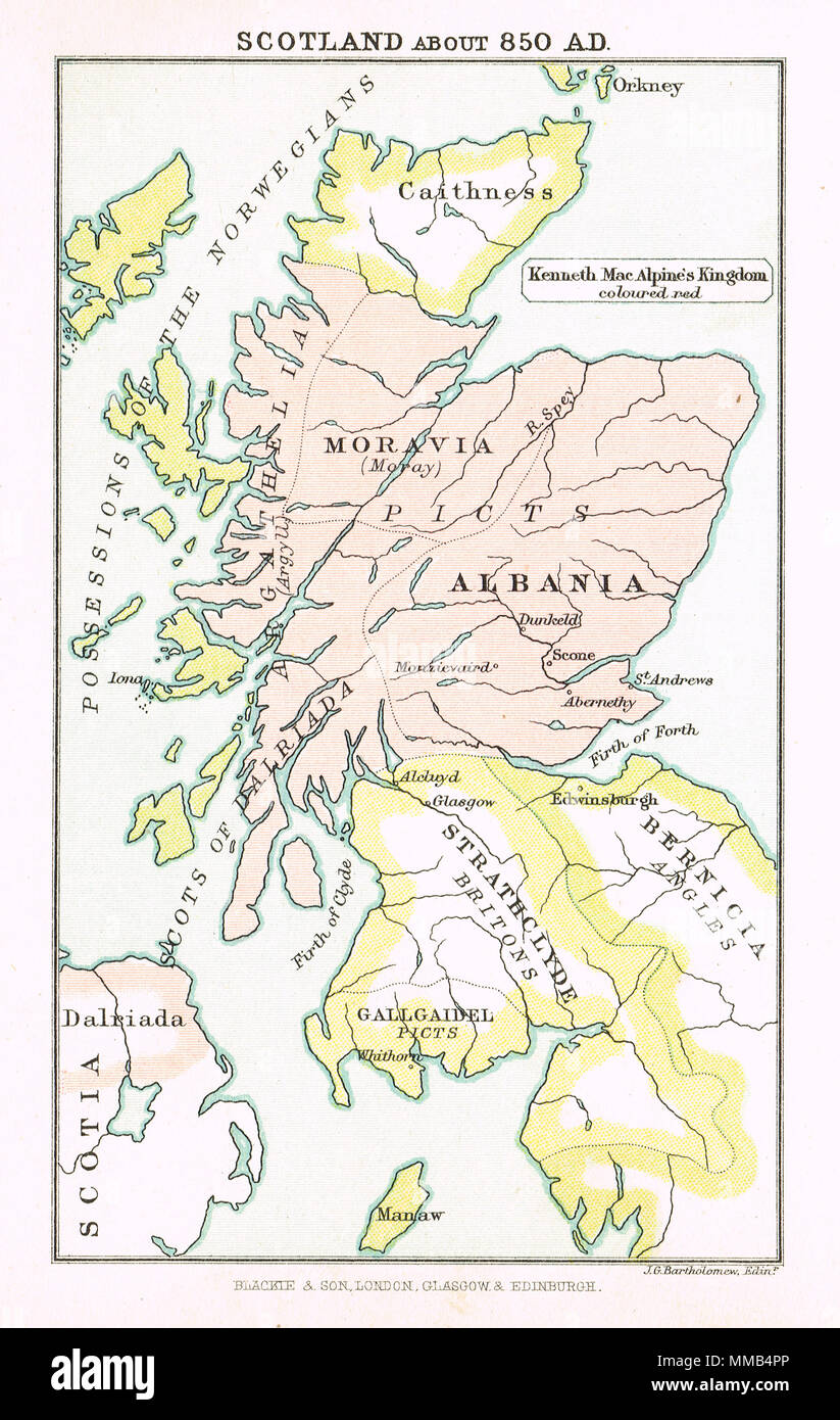 Carte de l'Écosse en 850 Banque D'Images
