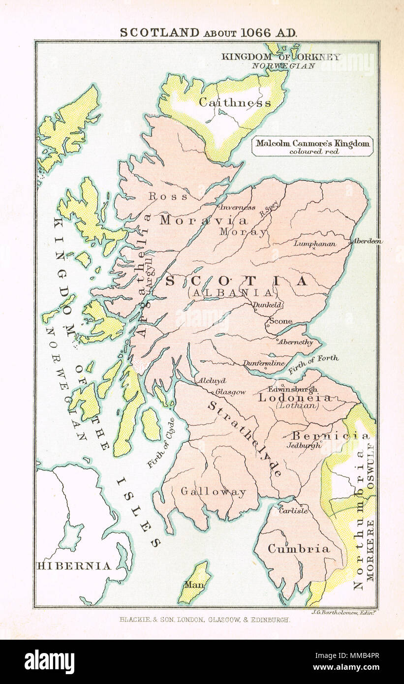 La carte de l'Écosse en 1066 Banque D'Images