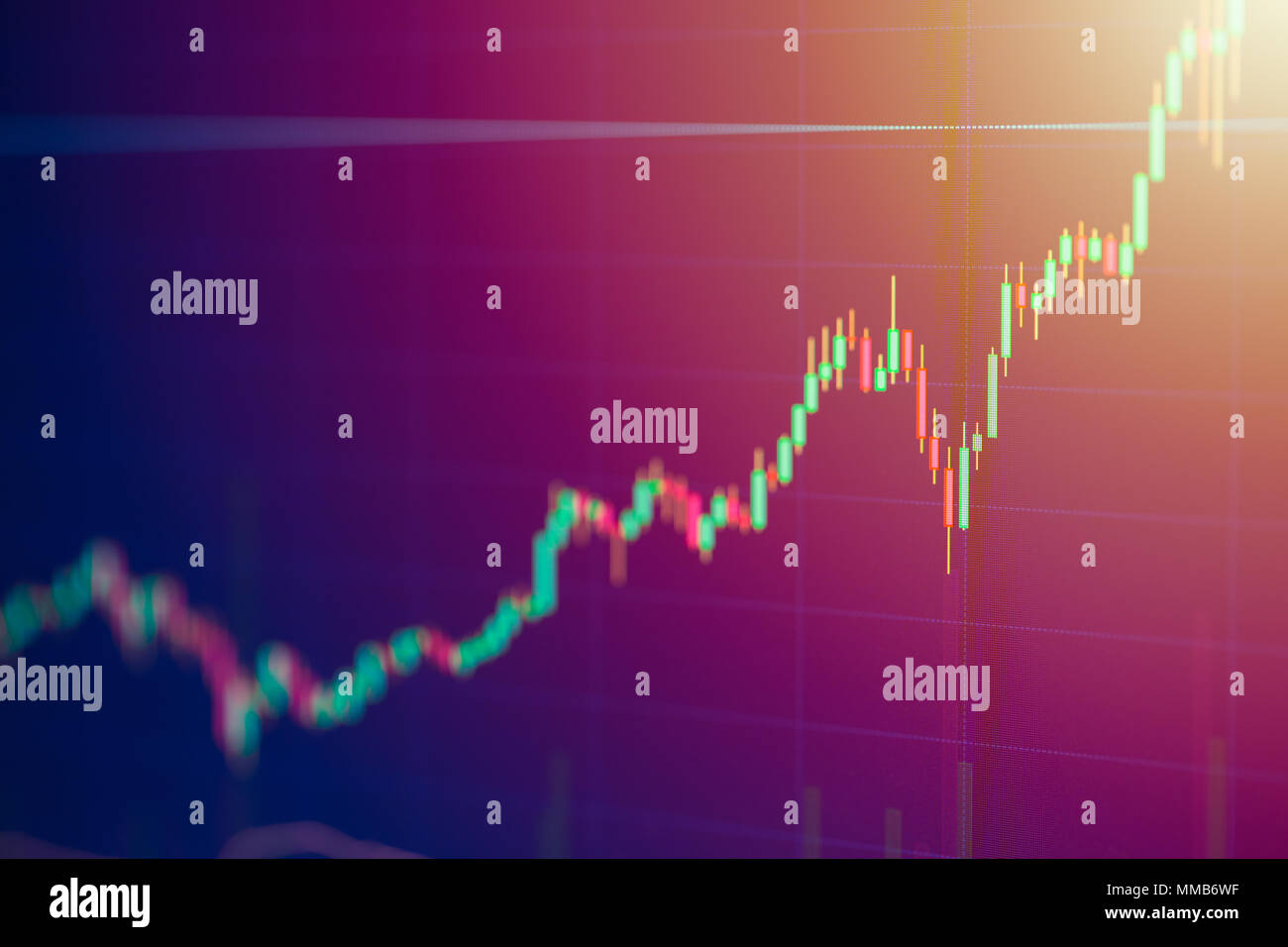 Stock Exchange écran graphique à barres bougie de valeur d'affaires grandi concept. Banque D'Images