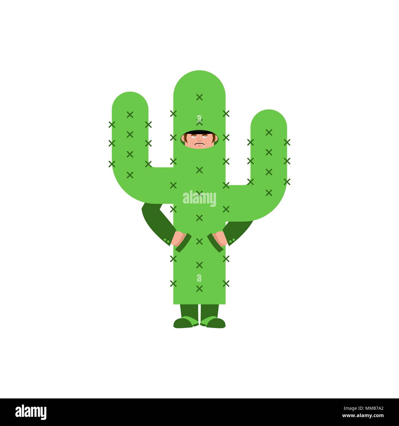 Cactus espion. Secret Agent et plante du désert. Vector illustration Illustration de Vecteur