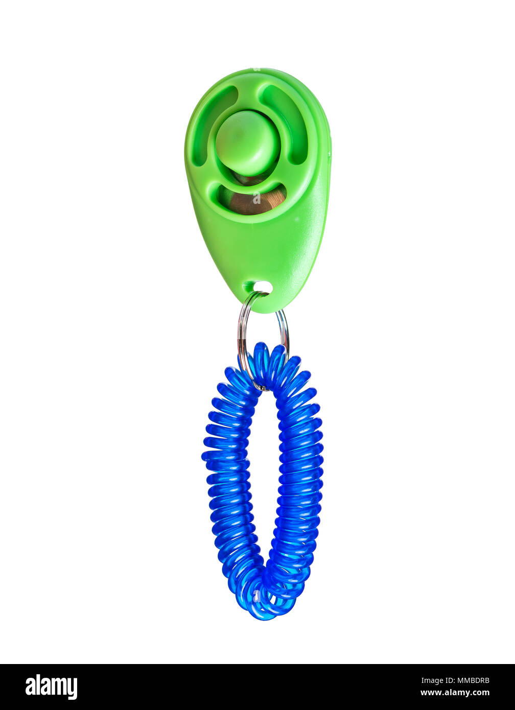 Chien clicker sur blanc Banque D'Images