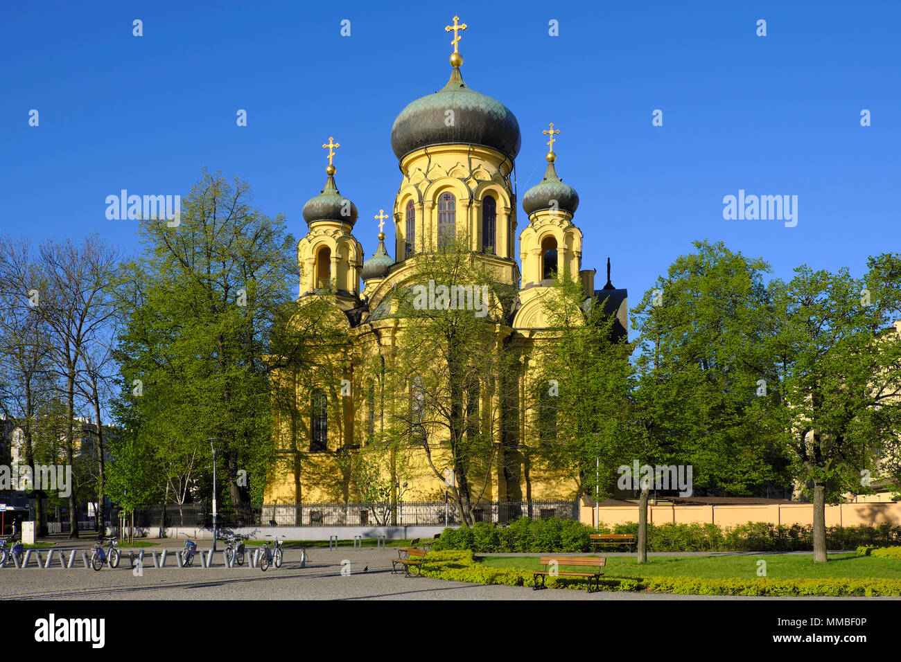 Varsovie, Mazovie / Pologne - 2018/04/22 : Cathédrale Orthodoxe métropolitaine du saint et de l'égalité-à-le-Apôtres Marie Madeleine dans le quartier de Praga easte Banque D'Images