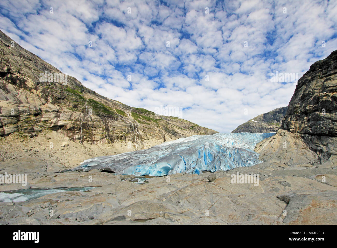 Glacier Nigardsbreen, une belle branche de l'grand glacier Jostedalsbreen, Norvège, Europe Banque D'Images