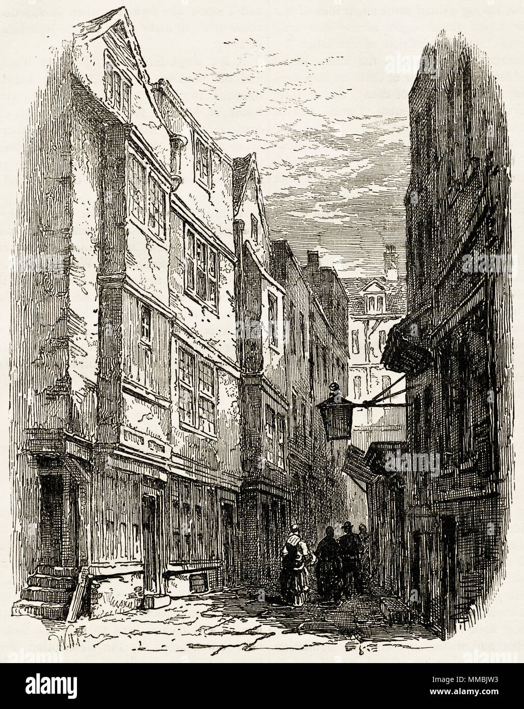 Serle's Place, London, England, UK démoli en 1866 pour faire place à la Royal Courts of Justice. 19ème siècle gravure victorienne circa 1878 Banque D'Images