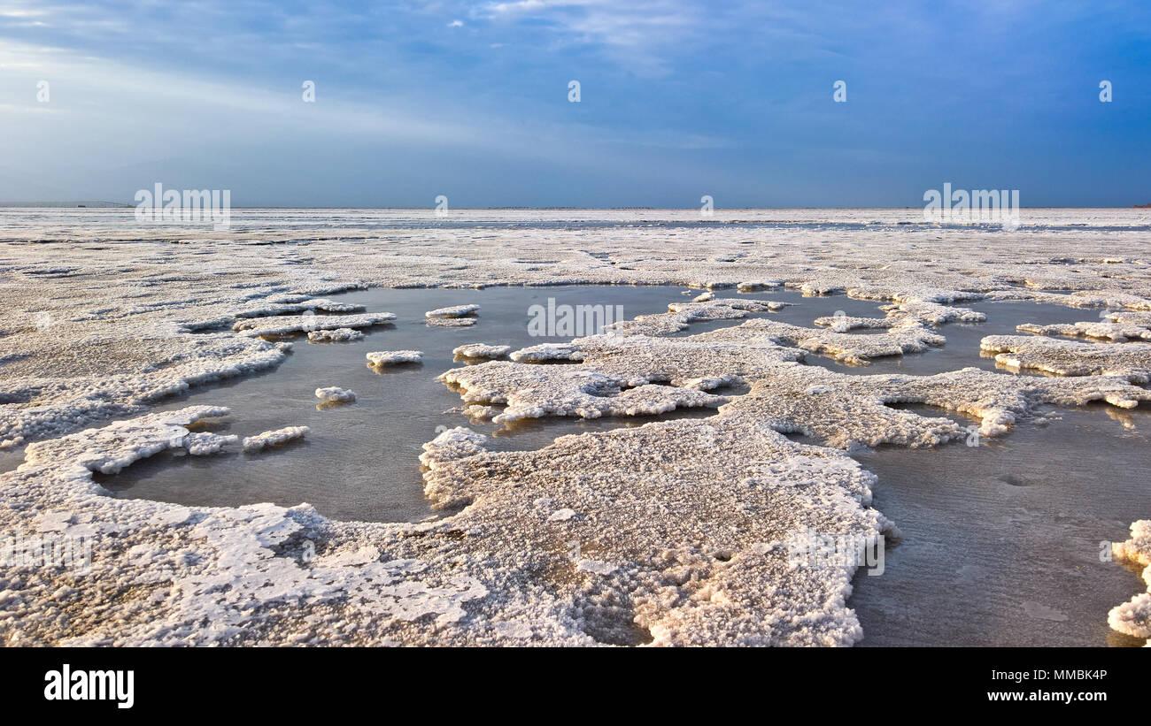 Salt Lake Lac Assale aka Karum ou Asale, Éthiopie Afar Danakil , Banque D'Images